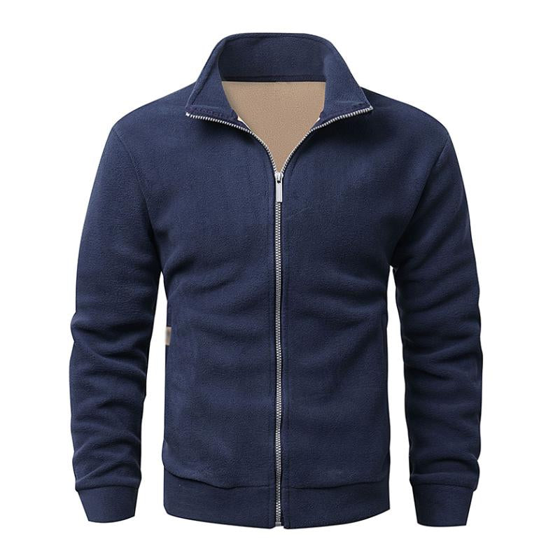 Men's Retro Casual Solid Color Polar Fleece Lapel Sweatshirt Jacket 9261094207672