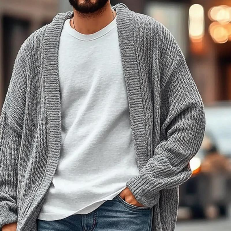 Men's Casual Solid Color Loose Knit Cardigan 9260833603768