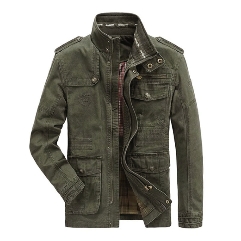 Men's Casual Cotton Stand Collar Zipper Multi-pocket Workwear Outdoor Jacket 9261082443960