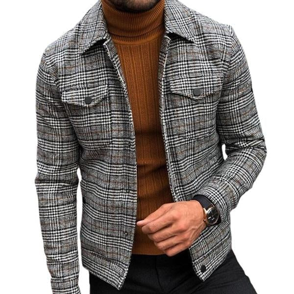 Men's Lapel Plaid Pocket Men's Jacket 9261081723064