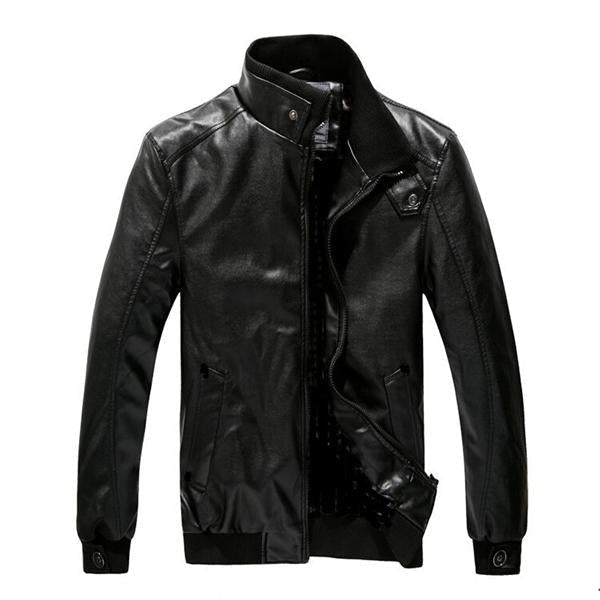 Men's Stand Collar Vintage Leather Jacket 9261079822520