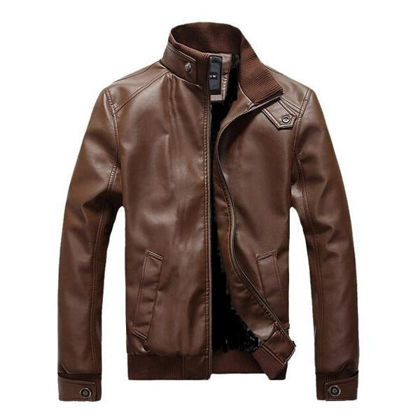 Men's Stand Collar Vintage Leather Jacket 9261079822520