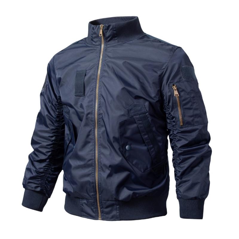 Men's Casual Stand Collar Zipper Multi-pocket Work Bomber Jacket 9261088800952