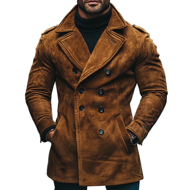 Men's Vintage Casual Suede Double Breasted Cropped Jacket 9261080936632