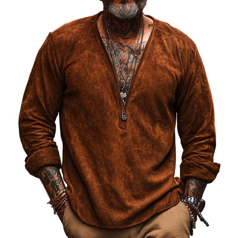 Men's Classic Personality Deep V Neck Long Sleeve T-shirt 9273158041784