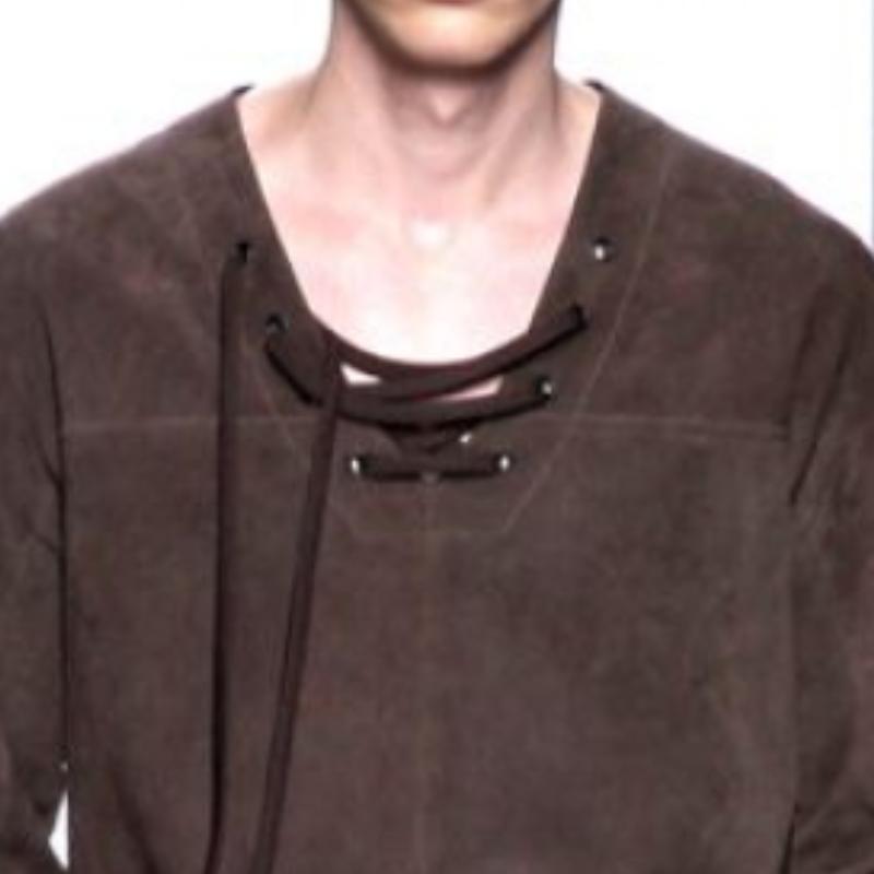 Men's Classic Casual V-Neck Drawstring Suede Sweatshirt 9886820237496