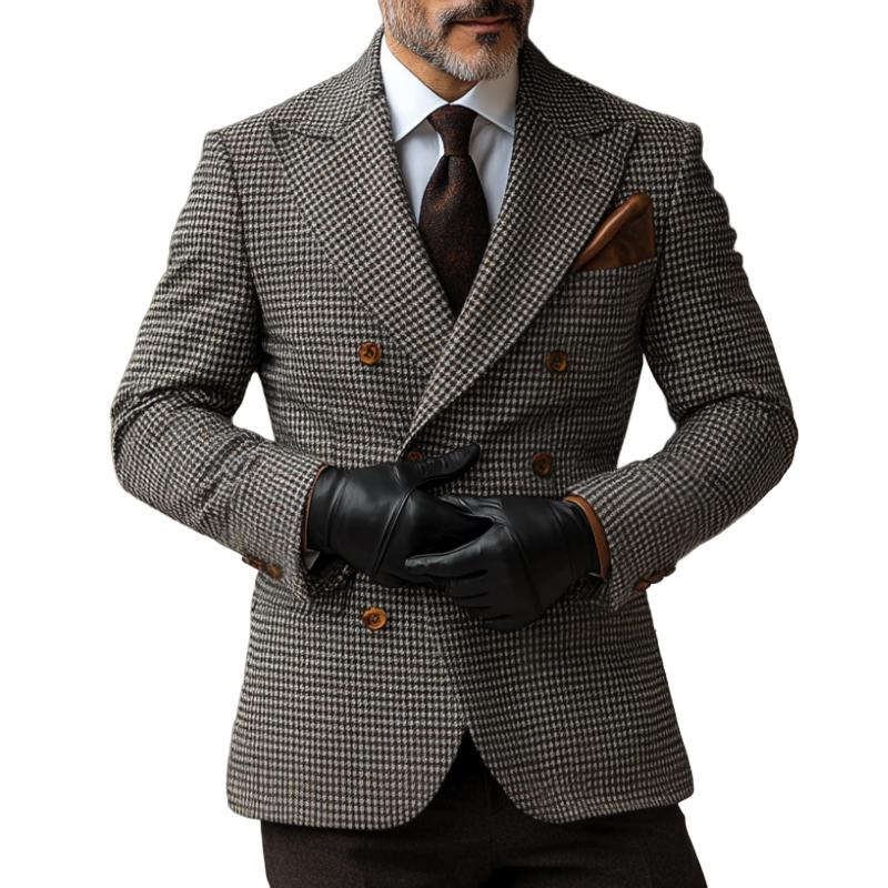 Men's Retro Casual Houndstooth Blazer 9273156305080