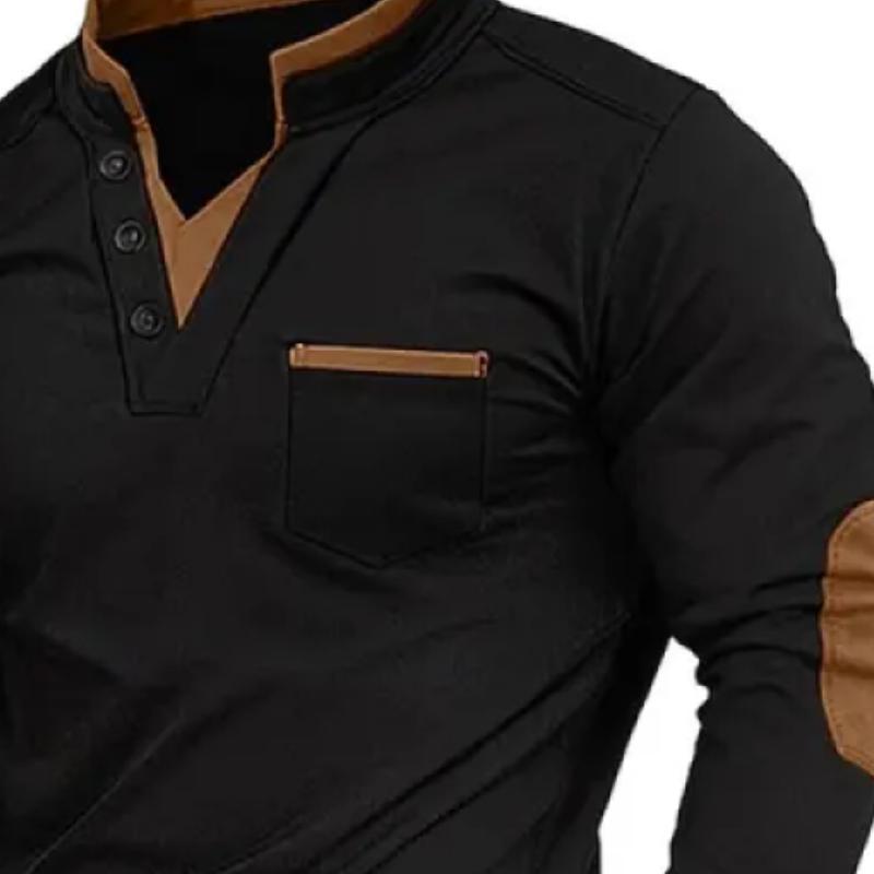 Men's Casual Colorblock Stand Collar Slim Fit Long Sleeve T-Shirt 9882785874104