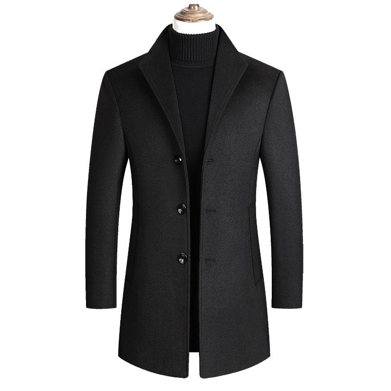 Men's Lapel Single Breasted Woolen Coat 9261100564664