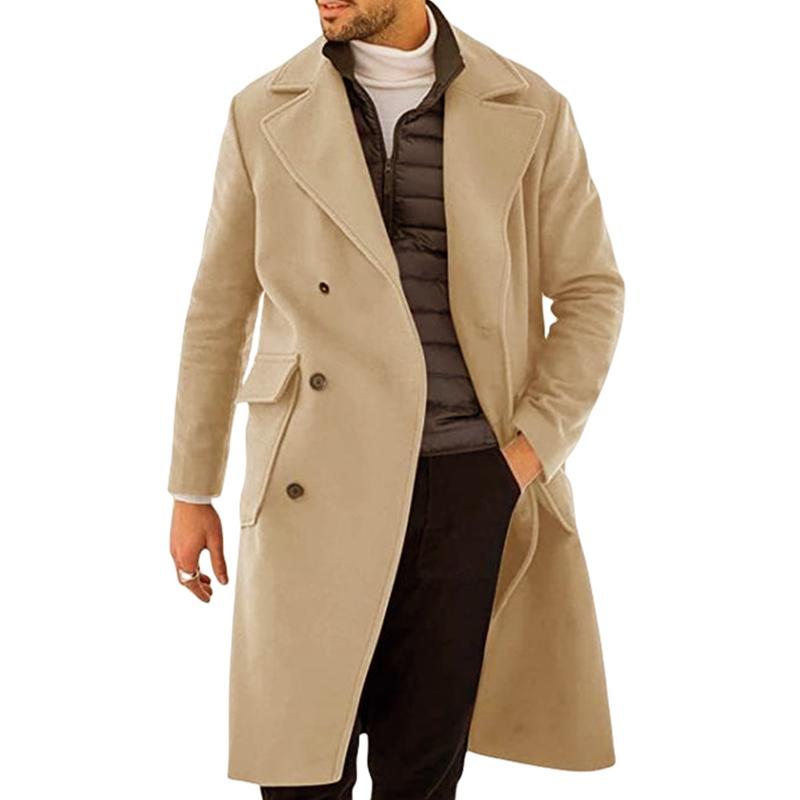Men's Lapel Double Breasted Mid-length Coat 9261104005304