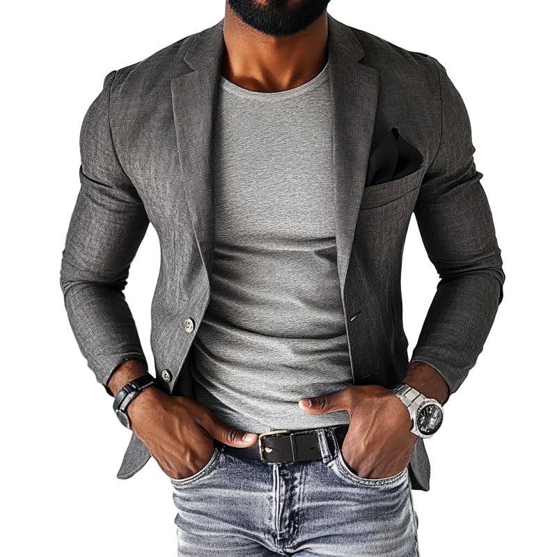 Men's Vintage Linen Single Breasted Lapel Slim Fit Blazer 9887361990840