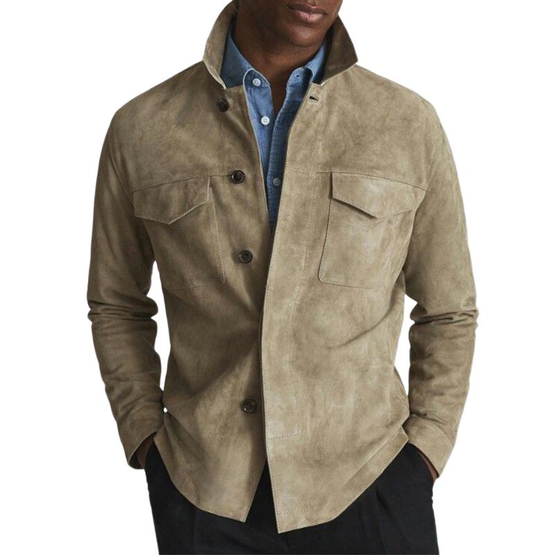 Men's Vintage Khaki Button-Down Jacket 9261098664120