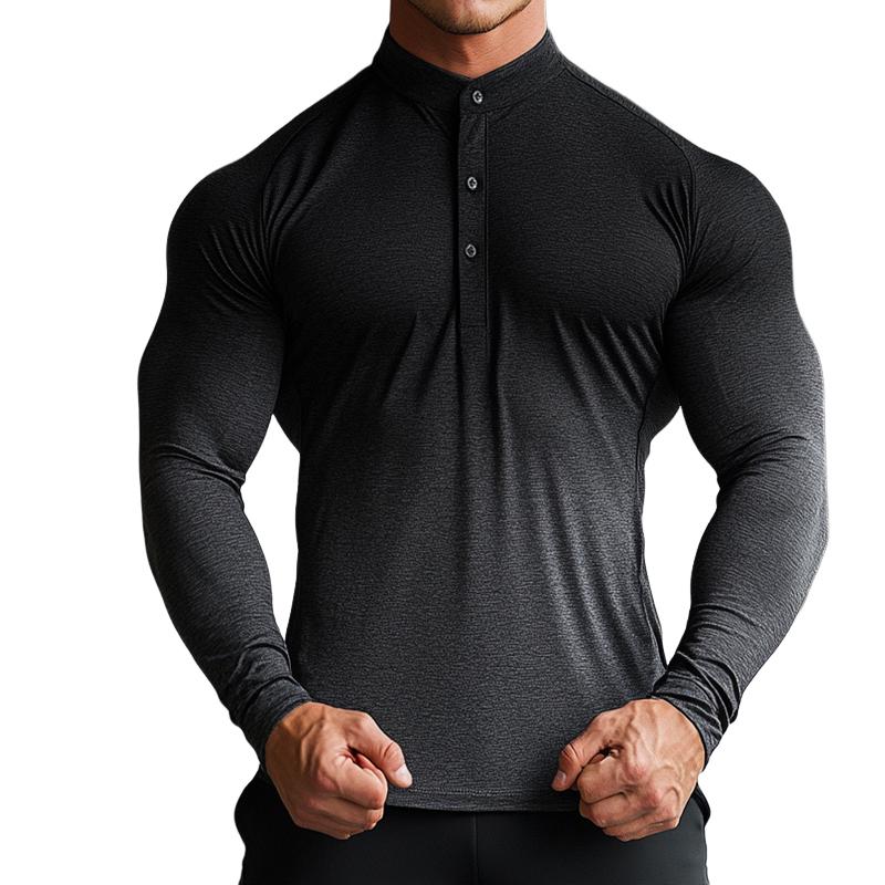 Men's Retro Casual Gradient Stand Collar Long Sleeve T-Shirt 9877926969528