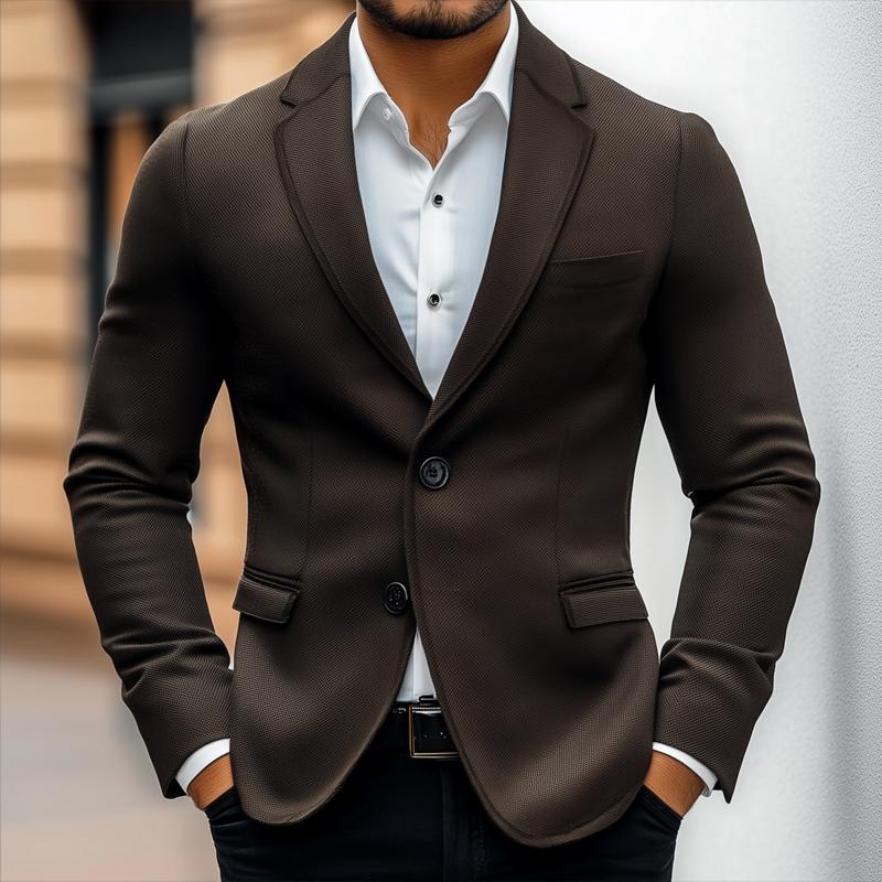 Men's Vintage Solid Color Notch Lapel Two Buttons Casual Blazer 9873133797560