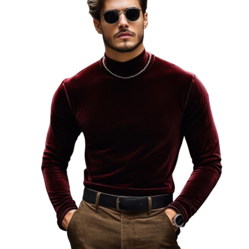 Men's Classic Casual Velvet Slim Fit Long Sleeve T-Shirt 9273156403384