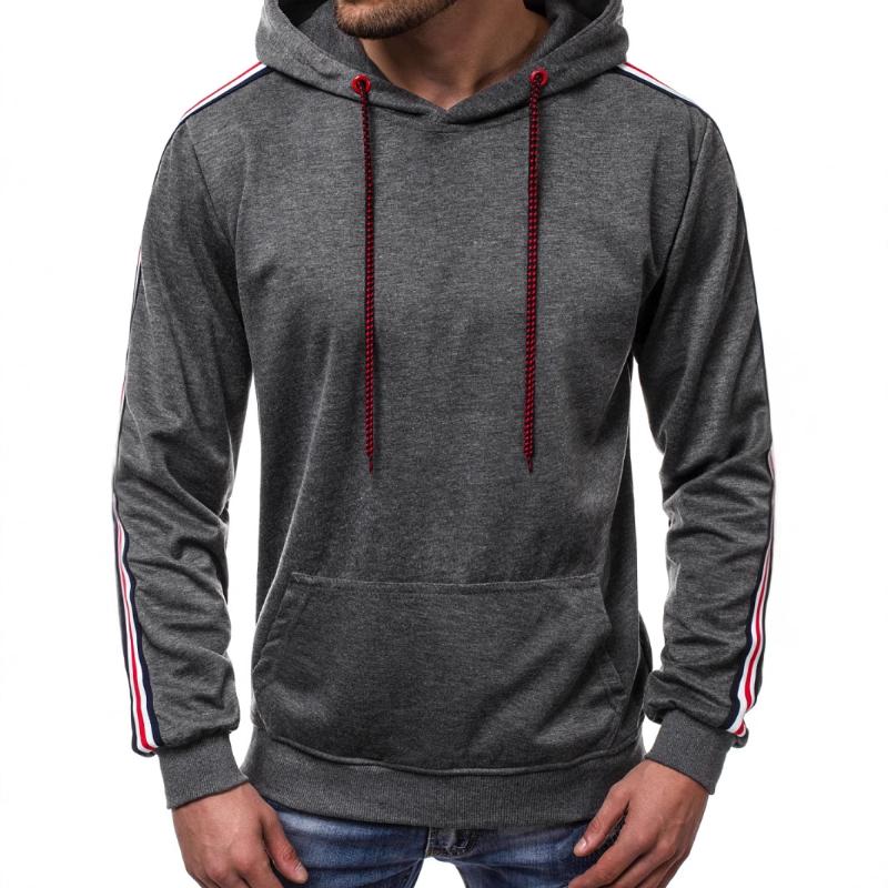 Men's Retro Casual Striped Print Hooded Long Sleeve T-Shirt 9261141360824