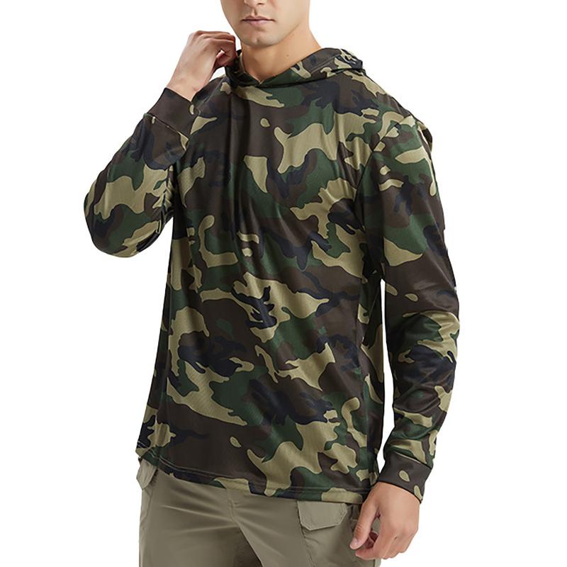 Men's Casual Outdoor Camouflage Quick-drying Long-sleeved Hooded T-shirt 9261144309944