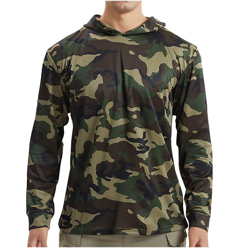 Men's Casual Outdoor Camouflage Quick-drying Long-sleeved Hooded T-shirt 9261144309944