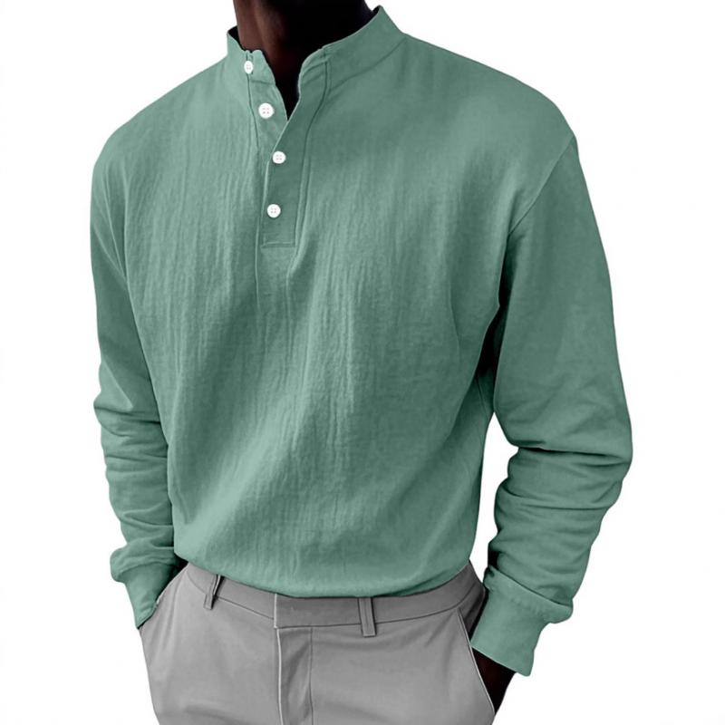 Men's Casual Button-down Collar Loose Pullover Sweatshirt 9268189823160