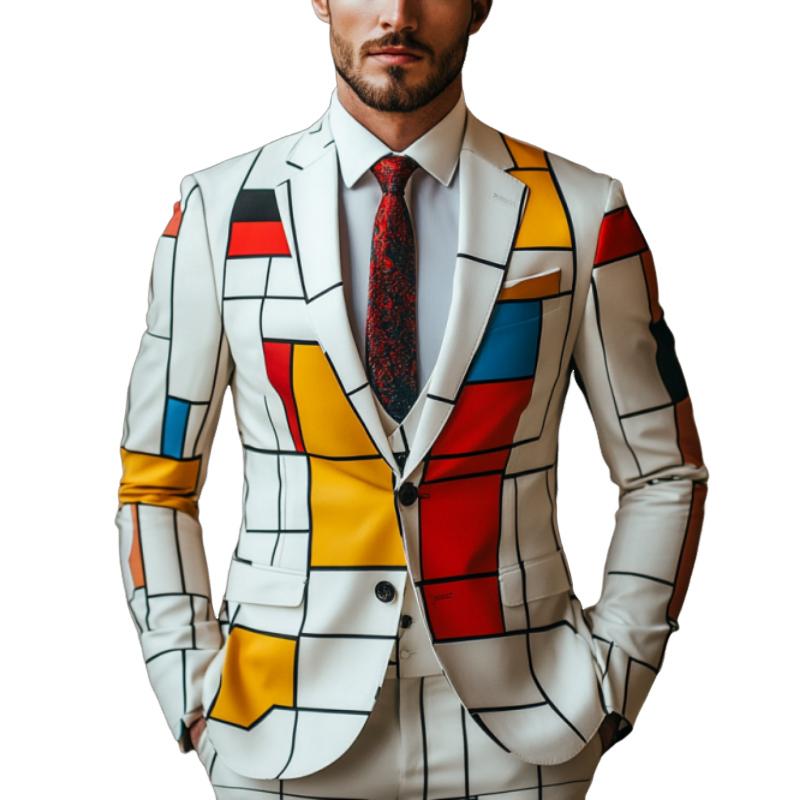Men's Classic Retro Artist Print Slim Fit Single Breasted Blazer 9274169065656