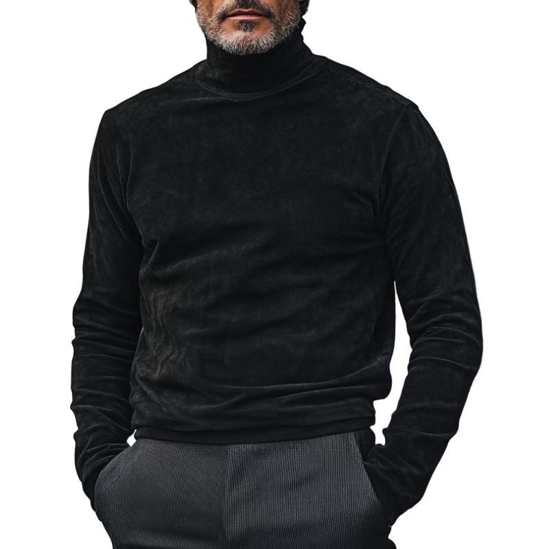 Men's Versatile Turtleneck Suede Long Sleeve Bottoming T-Shirt 9877644902584