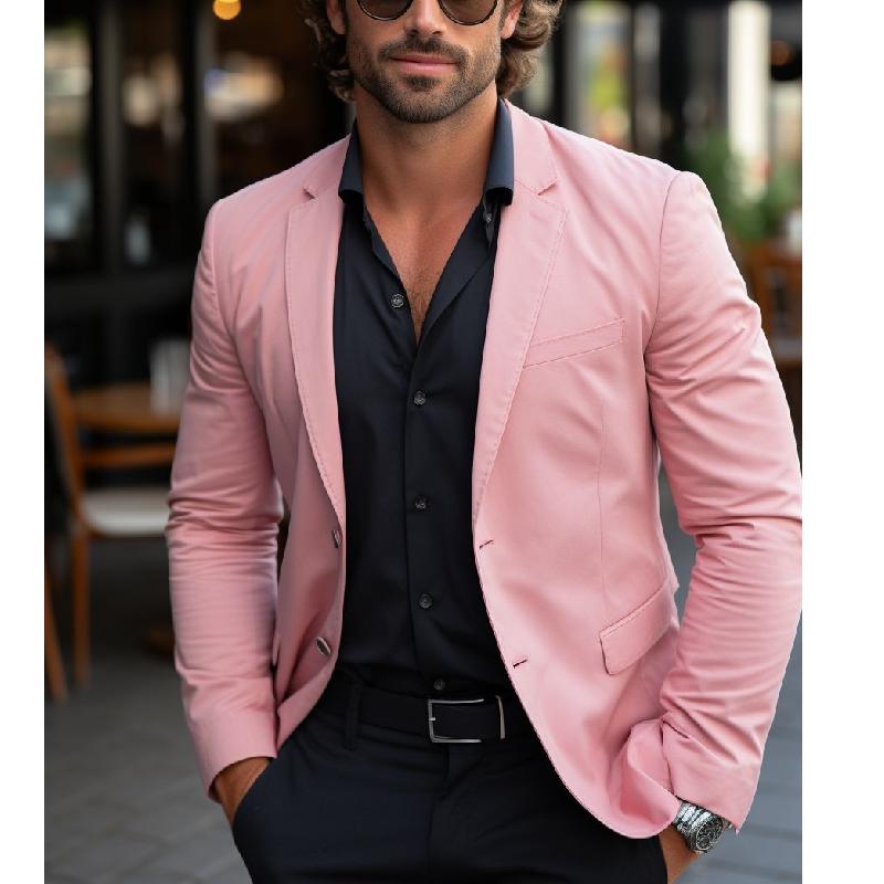 Men's Stylish Solid Color Single Button Blazer 9886816895160