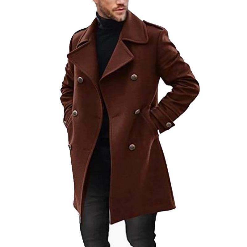 Men's Lapel Double Breasted Mid-length Coat 9261100499128