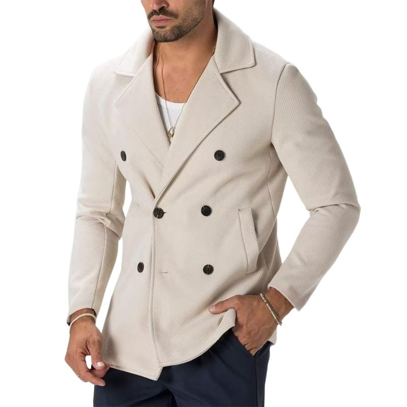 Men's Solid Color Notch Lapel Double Breasted Casual Blazer 9261092896952