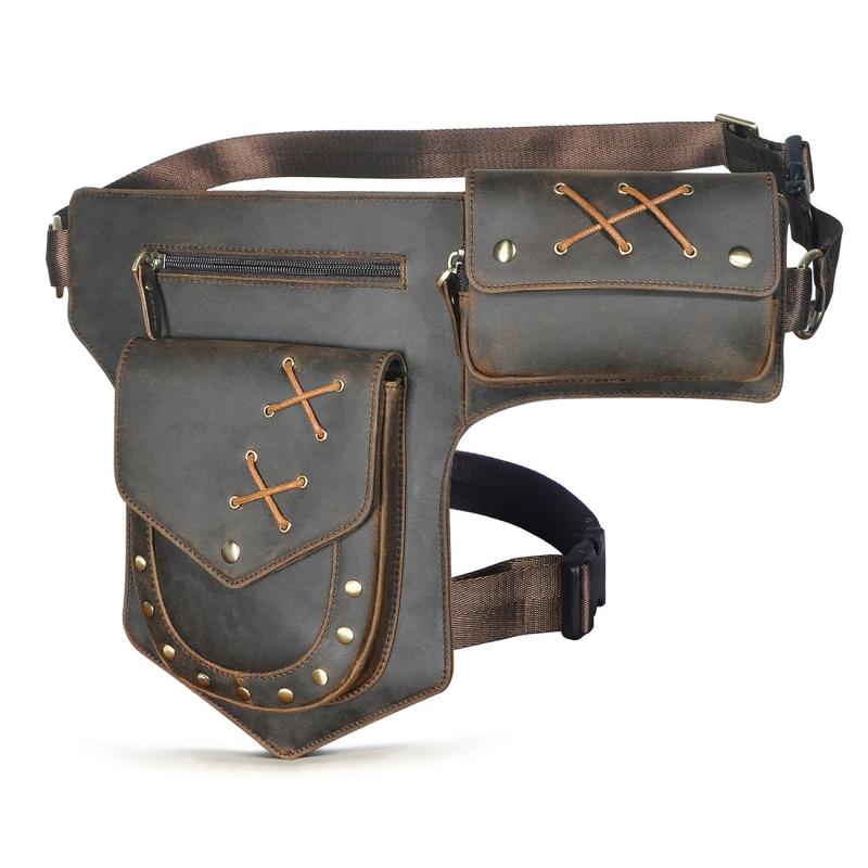 Men's Classic Retro Personality Outdoor  Leather  Waist Bag 9879143350456