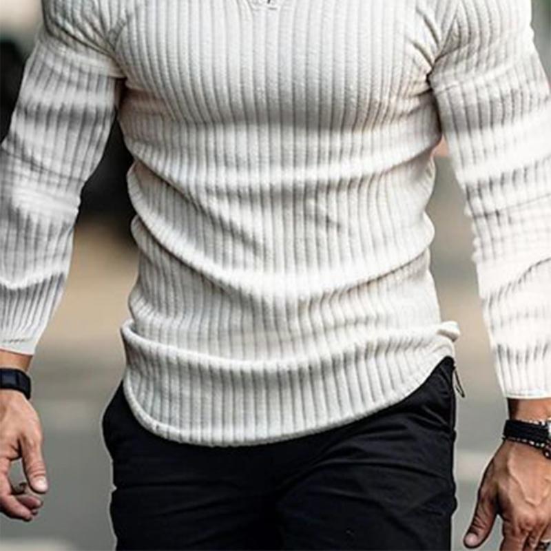 Men's Classic Casual V-Neck Knitted Long Sleeve T-Shirt 9890062598328