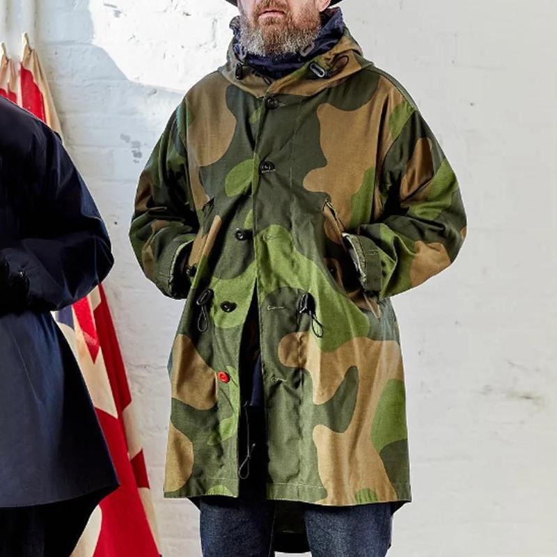 Men's Camouflage Hooded Single Breasted Trench Coat 9261100826808