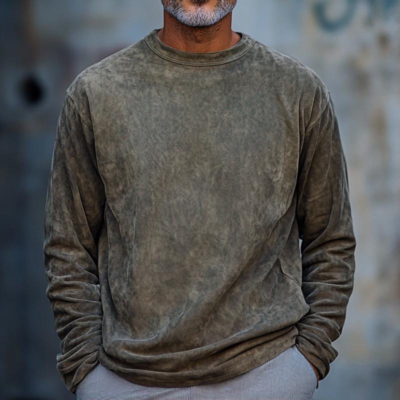 Men's Loose Round Neck Long Sleeve Casual T-Shirt 9877644968120