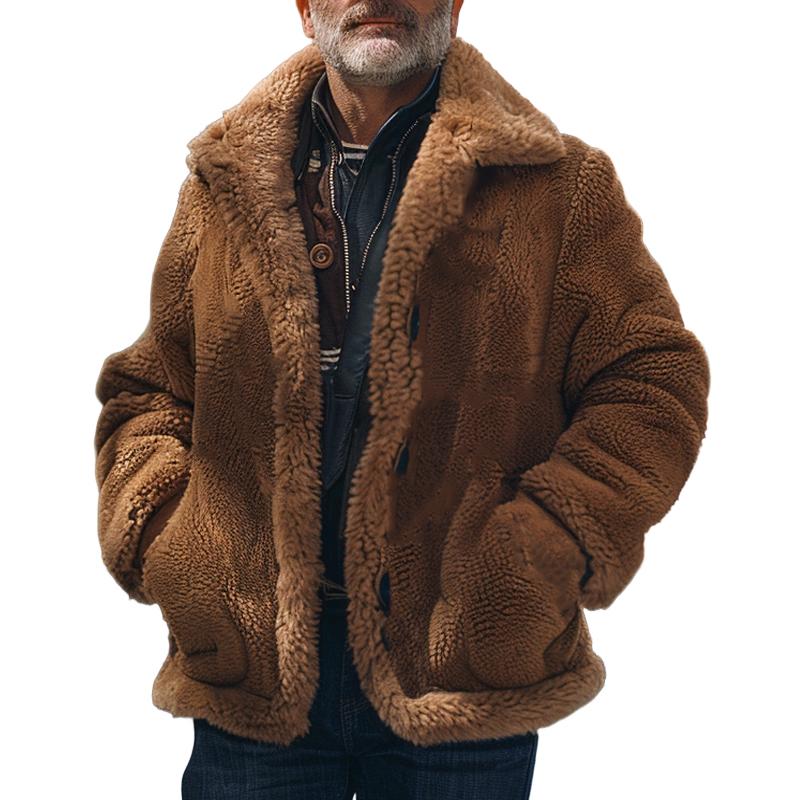 Men's Loose Polar Fleece Button Jacket 9261095977144