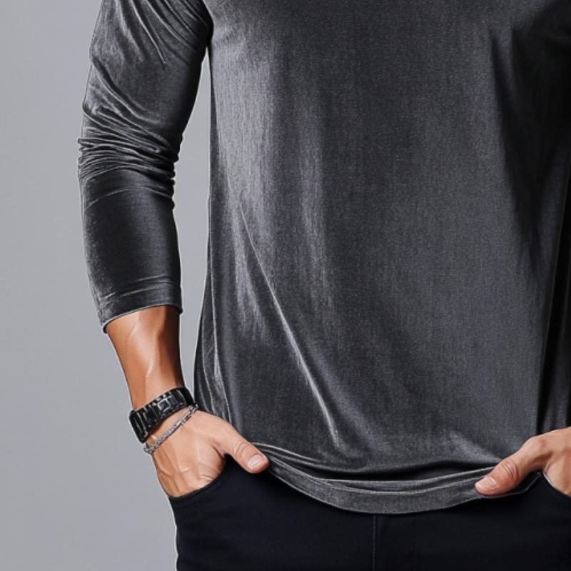 Men's Classic Casual Slim Fit Velvet Long Sleeve T-Shirt 9274150912184