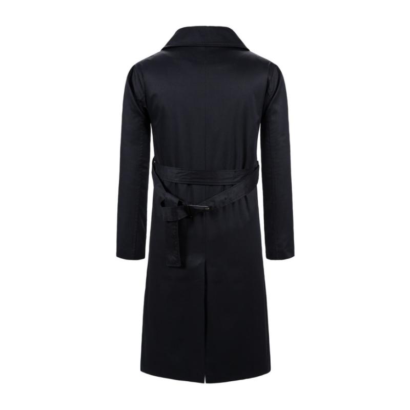 Men's Retro Classic Lapel Single Breasted Belt Long Trench Coat 9261105152184