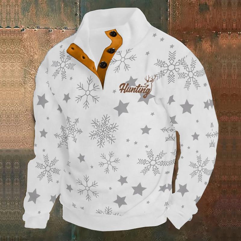 Men's Geometric Festival Print Stand Collar Long Sleeve T-Shirt 9261143982264