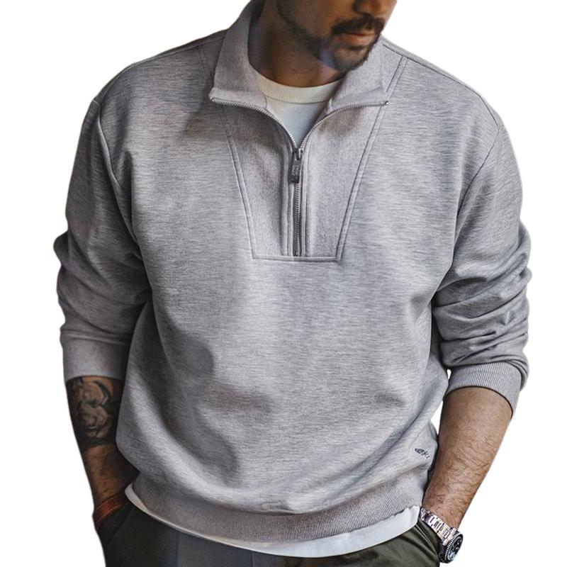 Men's Fashion Solid Color Loose Lapel Long Sleeve Casual Sweatshirt 9886818861240