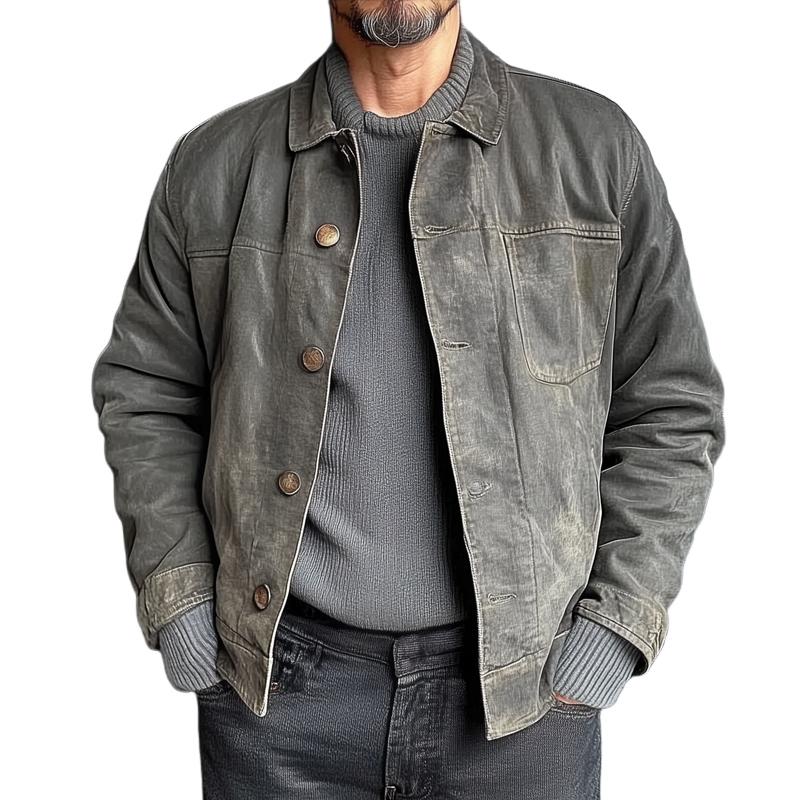 Men's Retro Denim Lapel Single Breasted Casual Jacket 9261094371512