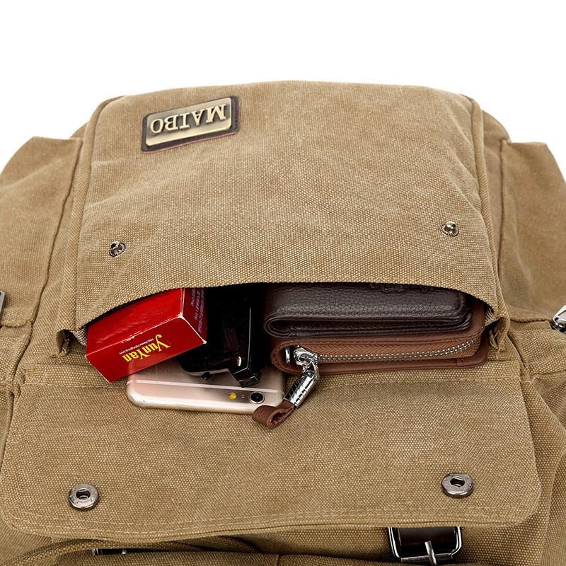 Men's Retro Outdoor Large Capacity Multi-Pocket Canvas Backpack 9262190133432
