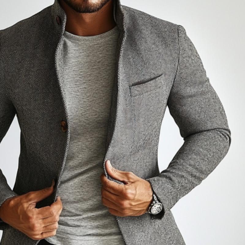 Men's Vintage Herringbone Single Breasted Lapel Blazer 9885321363640