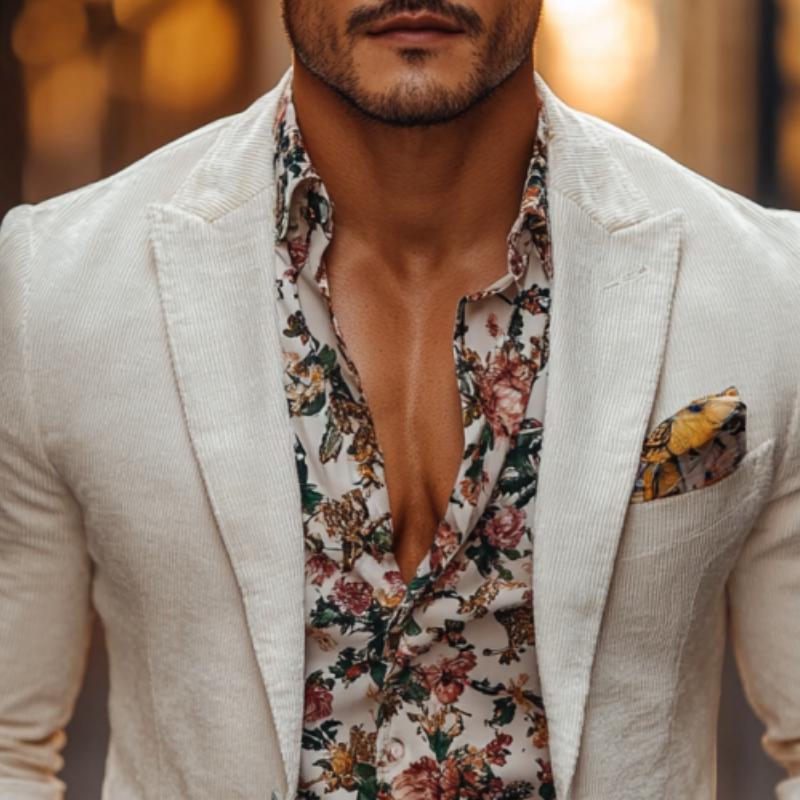 Men's Classic Casual Single-Breasted Slim Fit Corduroy Blazer 9887360385208