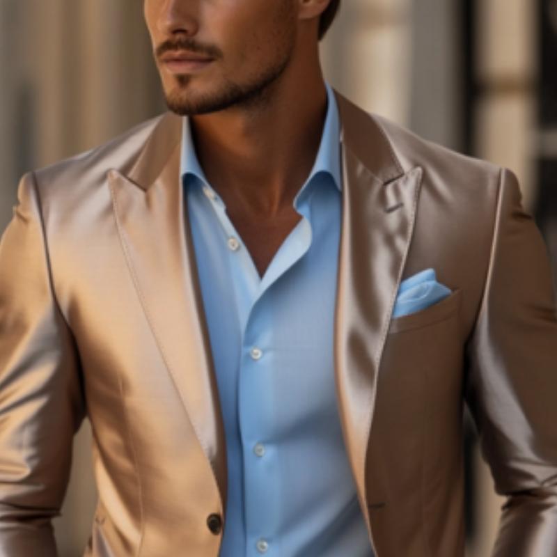 Men's Classic Casual Slim Fit Solid Color Satin Blazer 9887360319672