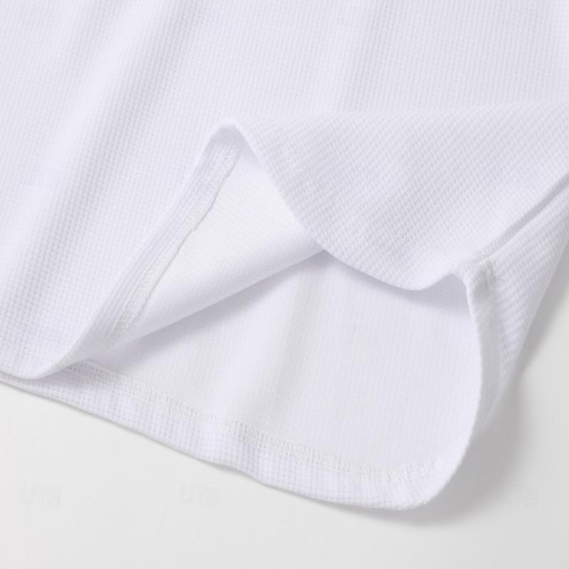 Men's Fashion Waffle V Neck Slim Fit Long Sleeve T-Shirt 9888005652664