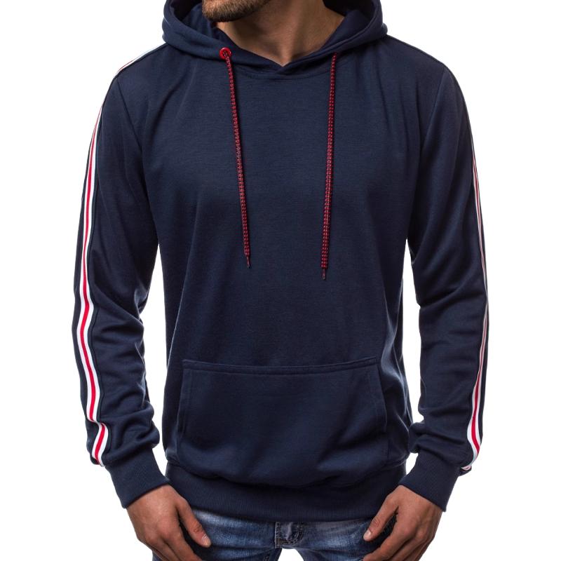 Men's Retro Casual Striped Print Hooded Long Sleeve T-Shirt 9261141360824