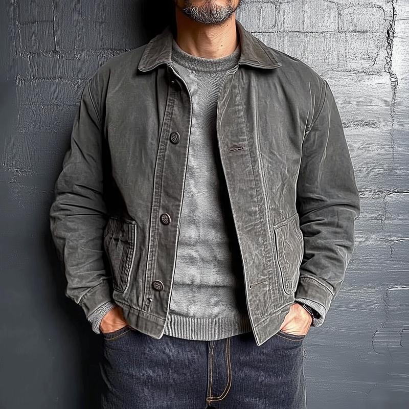 Men's Retro Denim Lapel Single Breasted Casual Jacket 9260834619576