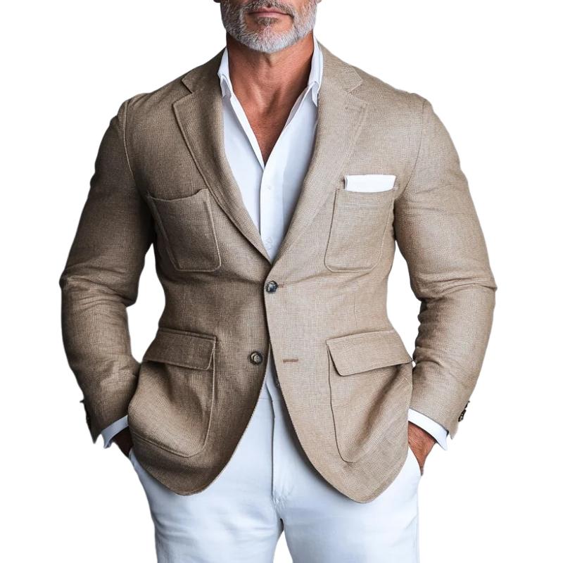 Men's Vintage Multi Pocket Lapel Single Breasted Blazer 9885321494712