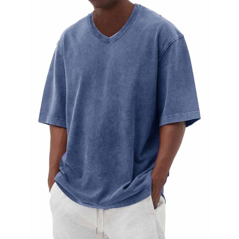 Men's Casual V-neck Loose Short-sleeved T-shirt 9261128777912