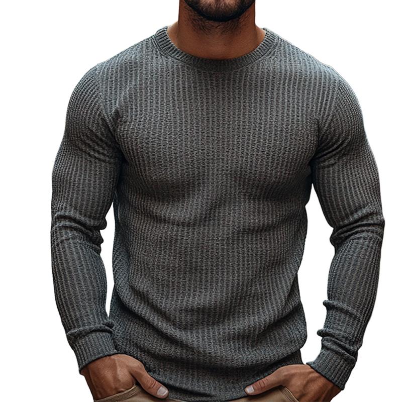 Men's Retro Casual Round Neck Printed Long Sleeve T-Shirt 9879659086008