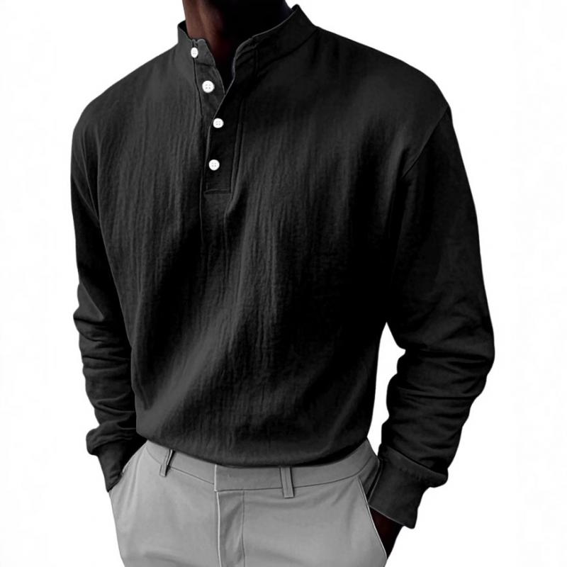 Men's Casual Button-down Collar Loose Pullover Sweatshirt 9268189823160