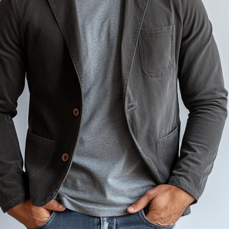 Men's Vintage Casual Cotton Lapel Single Breasted Blazer 9886816469176